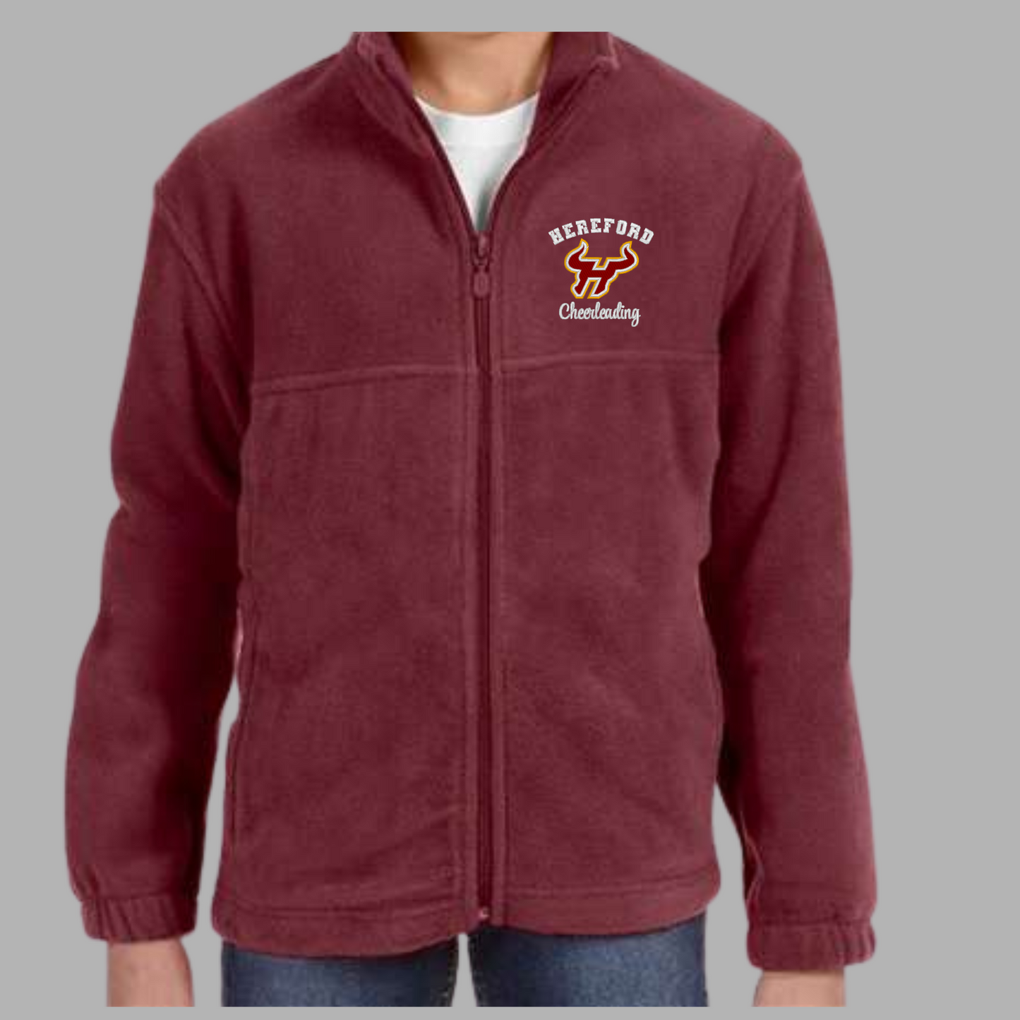 Cheerleading Fleece Zip - Youth/Adult Full Zip Fleece Jacket With Custom Embroidery
