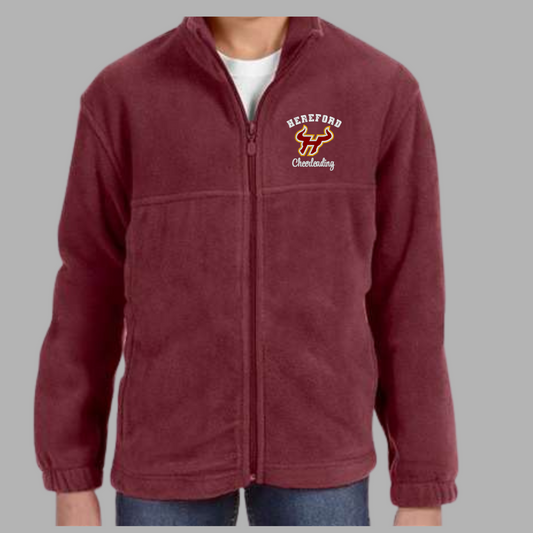 Cheerleading Fleece Zip - Youth/Adult Full Zip Fleece Jacket With Custom Embroidery