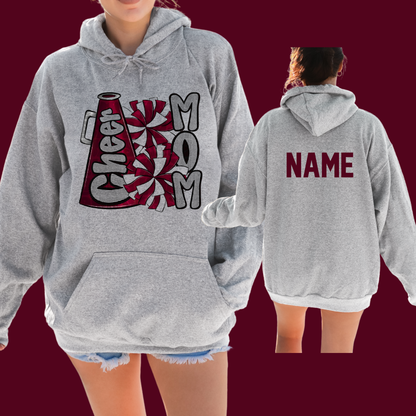 Cheer Mom Hoodie - Personalized Embroidered Name Sweatshirt | Custom Team Spirit Apparel