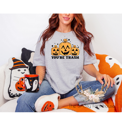 Trash Pumpkins Shirt – Unisex Soft Cotton T-Shirt | Cozy Fall Graphic Tee/ Crewneck Sweatshirt
