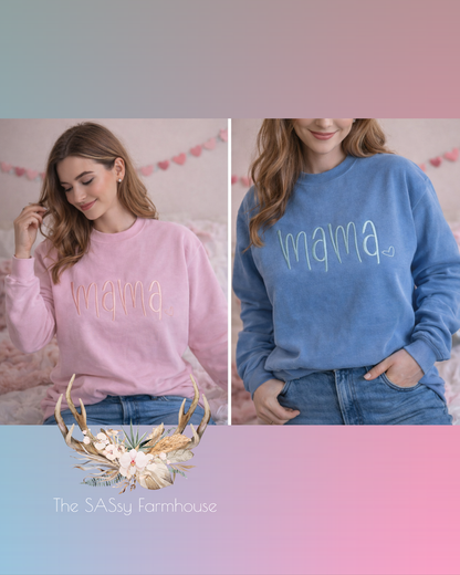 Mama Monotone Embroidered Crewneck Sweatshirt