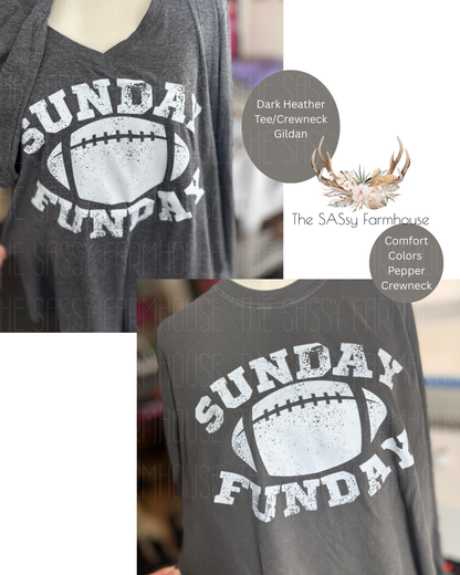 Sunday Funday (White Design) Gildan Soft Style Tee- Comfortable Feel- Game Day Tee