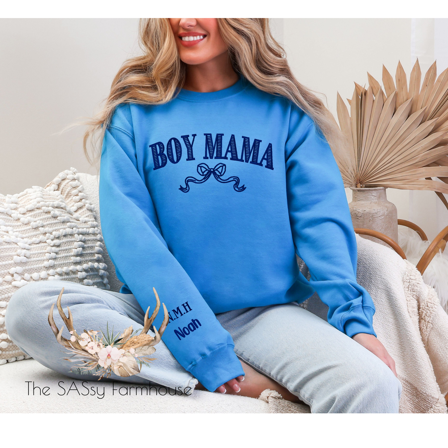 Boy Mom Crewneck - Embroidered Unisex Sweatshirt | Personalized Mom Shirt