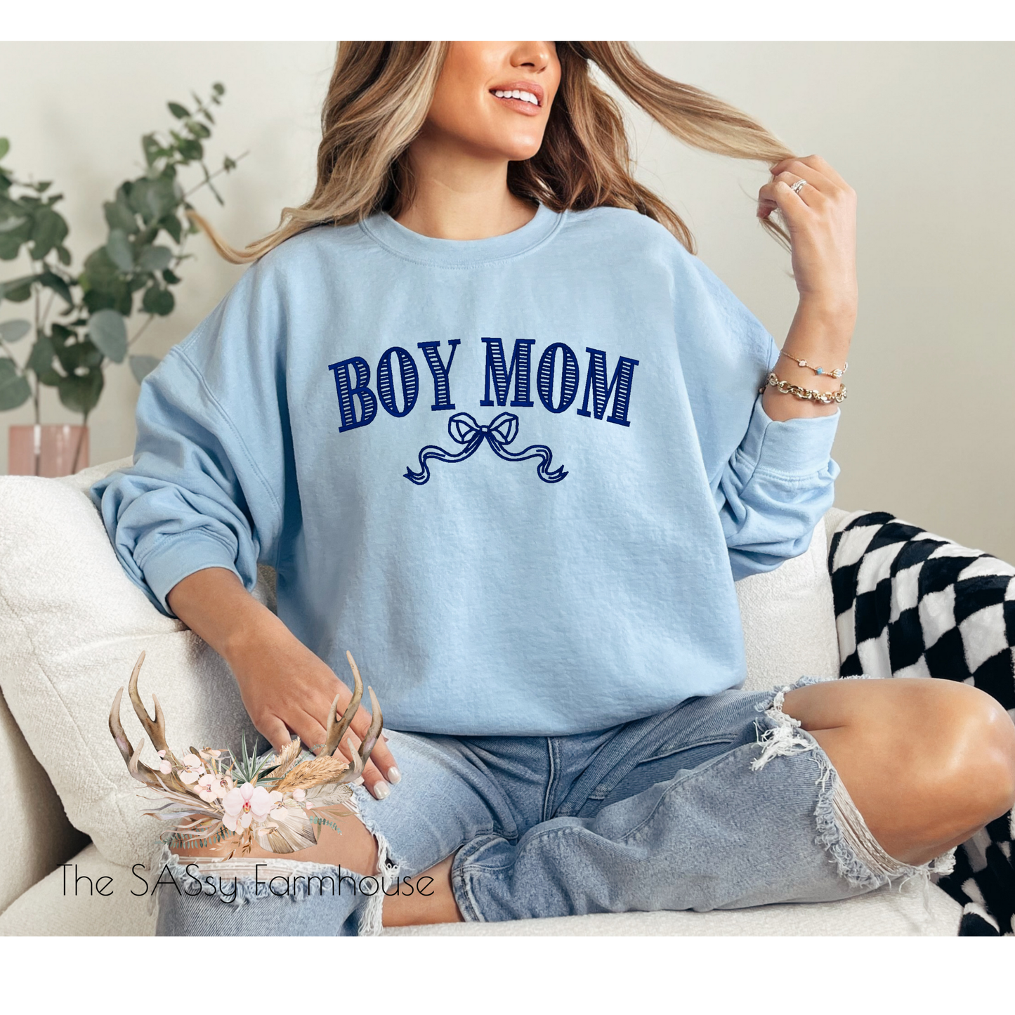 Boy Mom Crewneck - Embroidered Unisex Sweatshirt | Personalized Mom Shirt