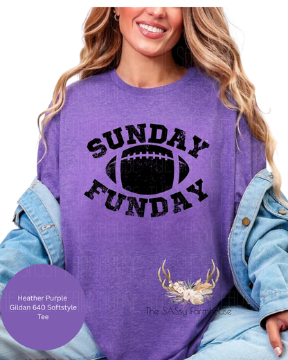 Sunday Funday (Black Design) Gildan Soft Style Tee- Comfortable Feel- Game Day Tee