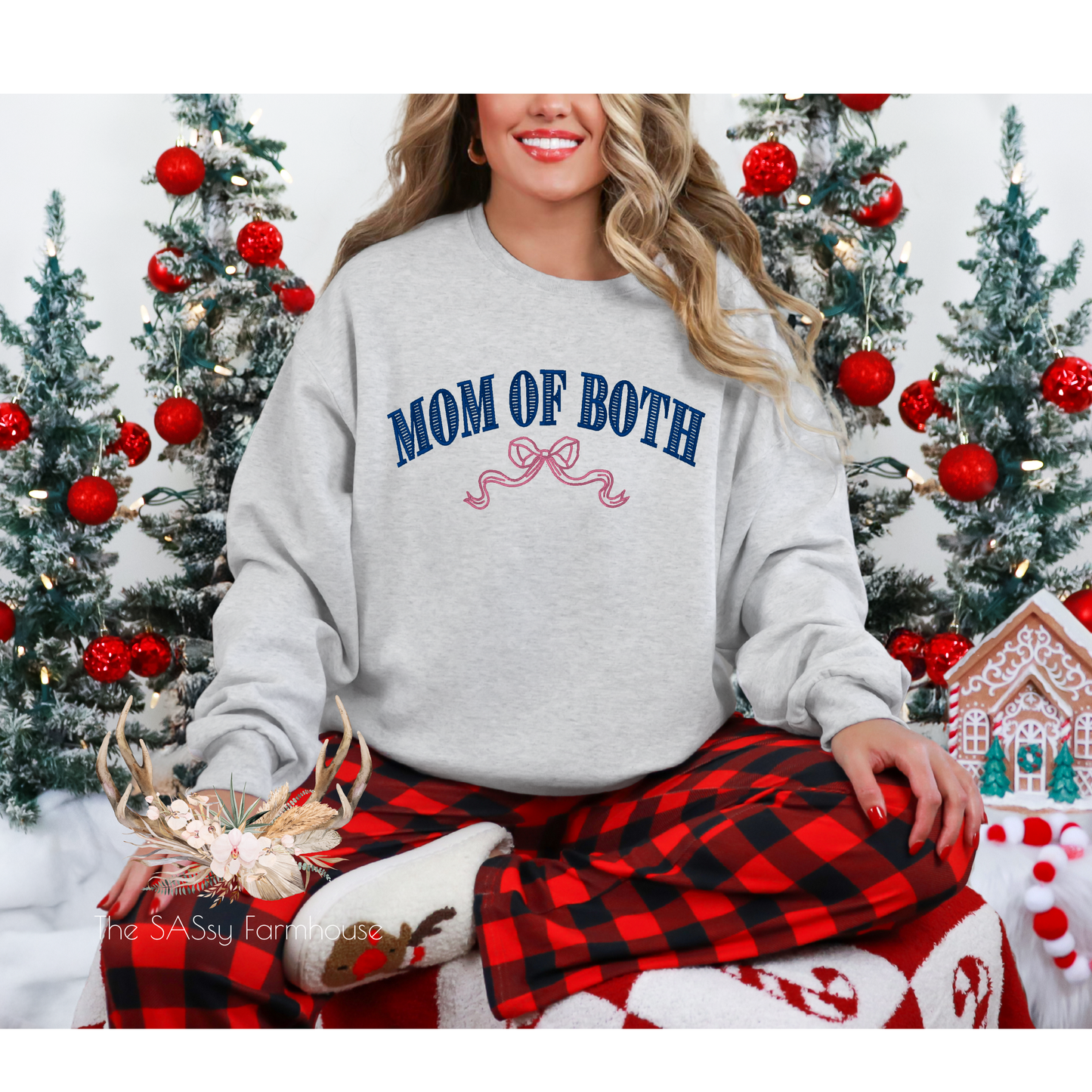 Embroidered Crewneck Sweatshirt – Mom of Both Shirt | Gildan 1800- Customization