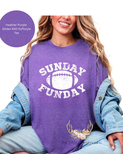 Sunday Funday (White Design) Gildan Soft Style Tee- Comfortable Feel- Game Day Tee
