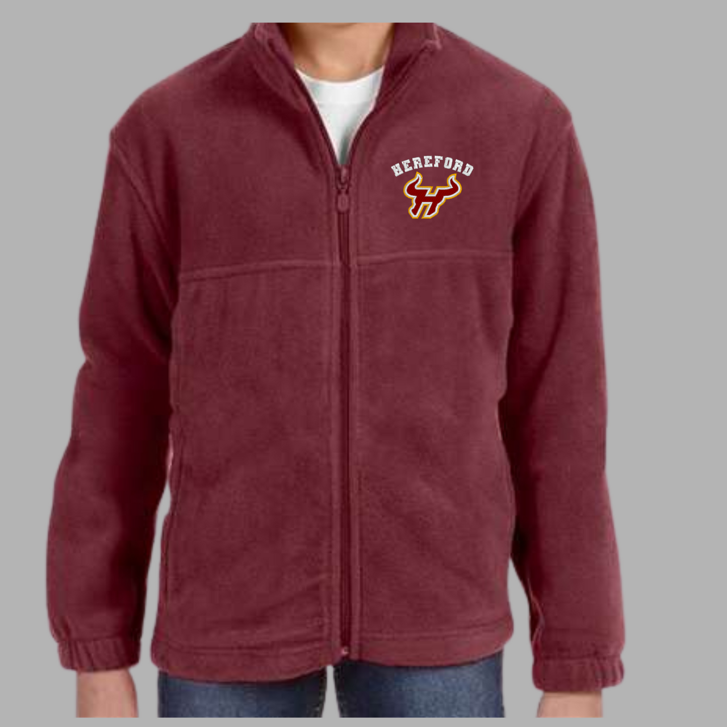Full Zip Fleece Jacket - Adult | Youth Lightweight Harriton Embroidered Jacket