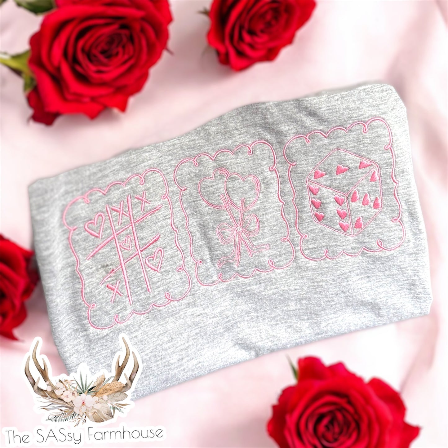 Valentine's Stamps- Embroidered Crewneck/T-shirt