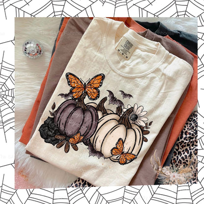 Comfort Colors T-Shirt - Butterfly Tee With Pumpkin Design