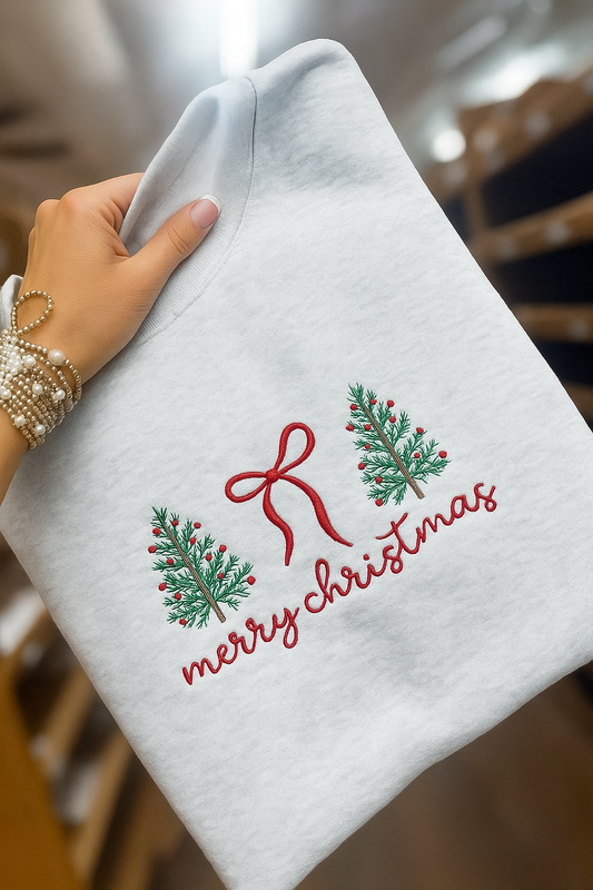 Embroidered Crewneck Christmas Sweatshirt – Gildan 50/50 Blend Unisex Holiday Wear