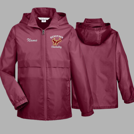 Cheerleading Rain Jacket - Lightweight Unisex Raincoat with Custom Embroidery
