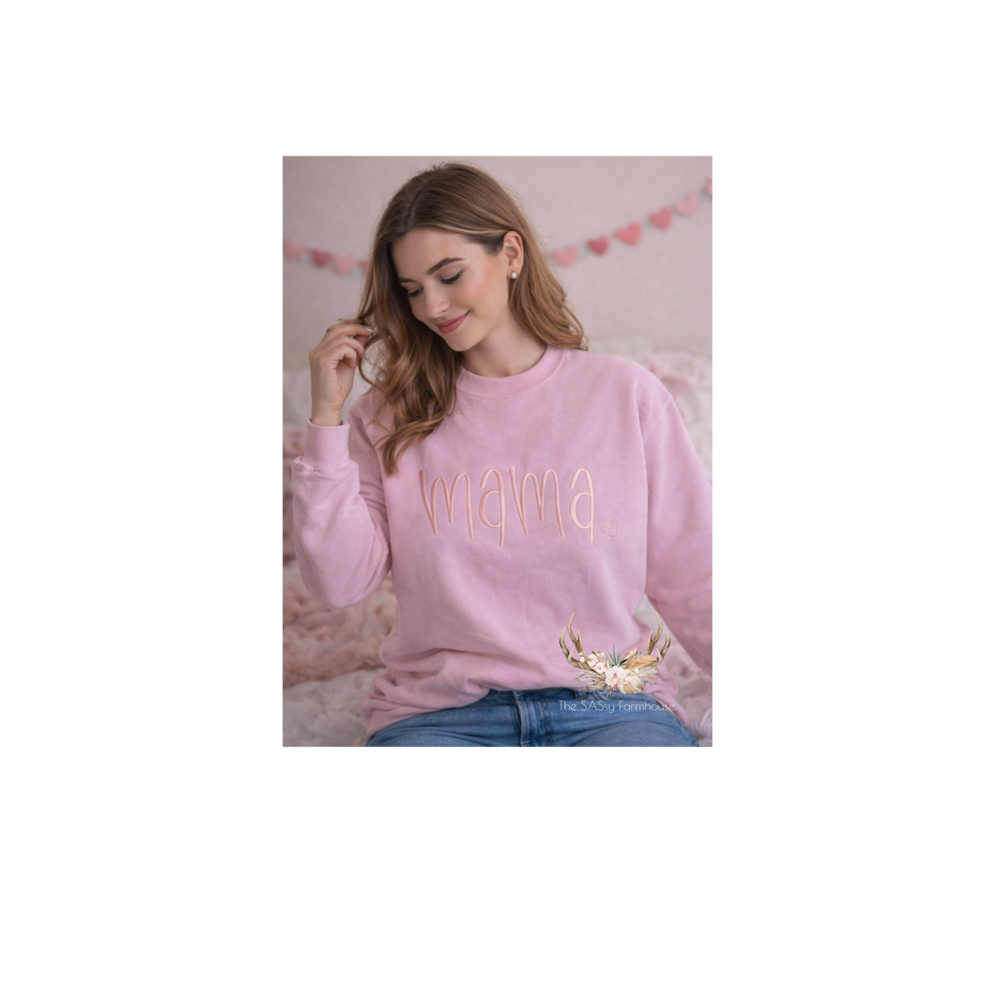 Mama Monotone Embroidered Crewneck Sweatshirt