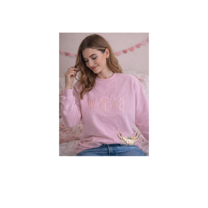 Mama Monotone Embroidered Crewneck Sweatshirt