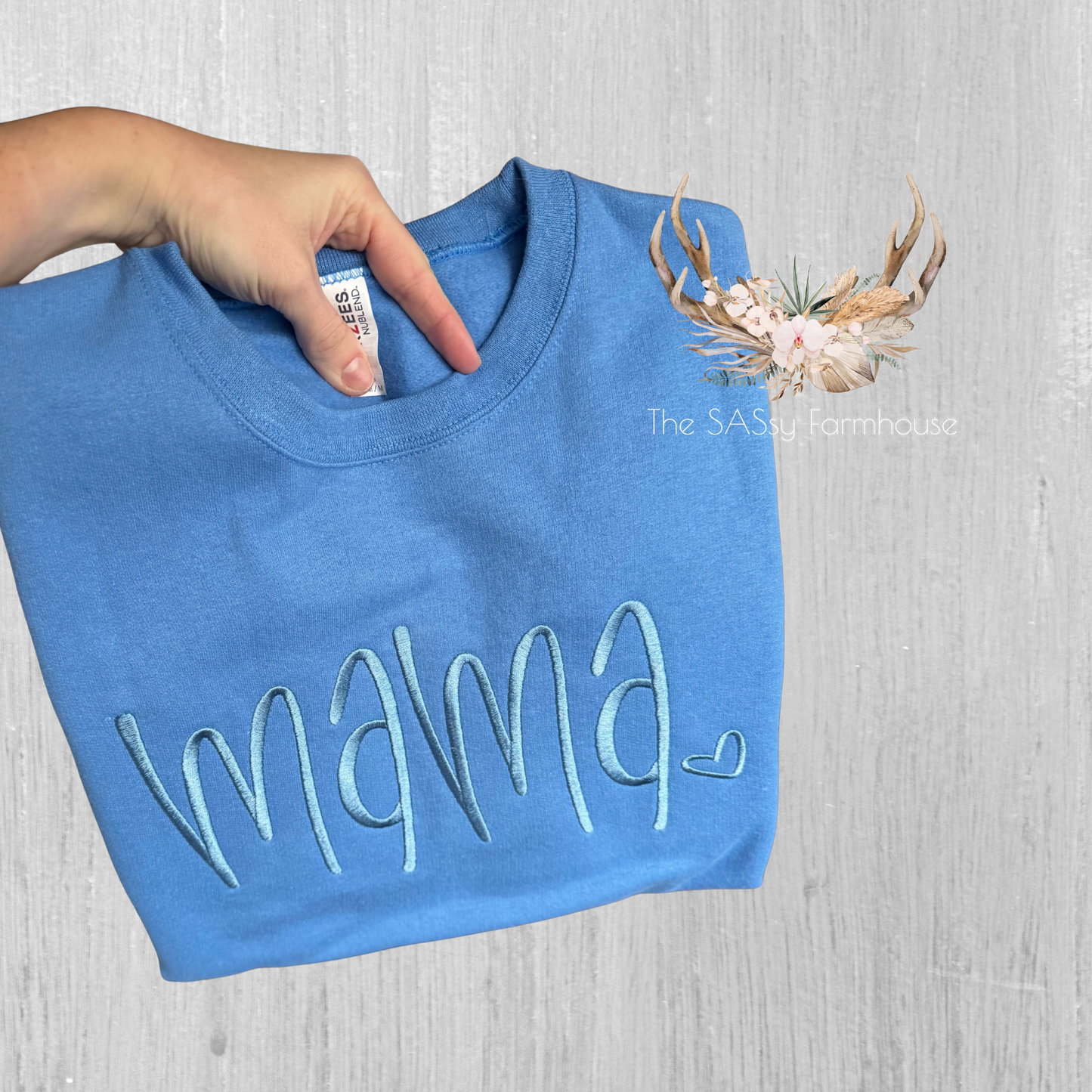 Mama Monotone Embroidered Crewneck Sweatshirt