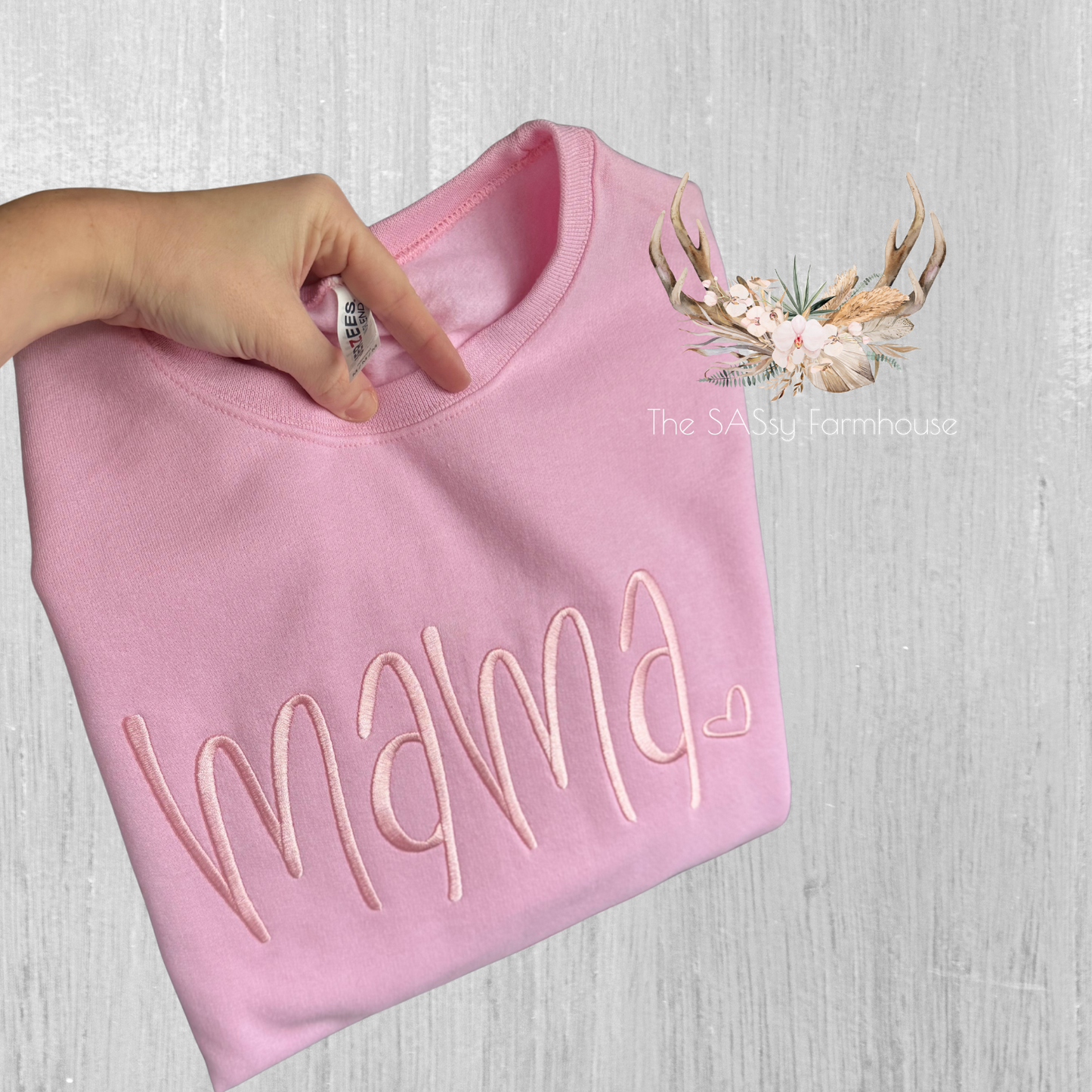 Mama Monotone Embroidered Crewneck Sweatshirt