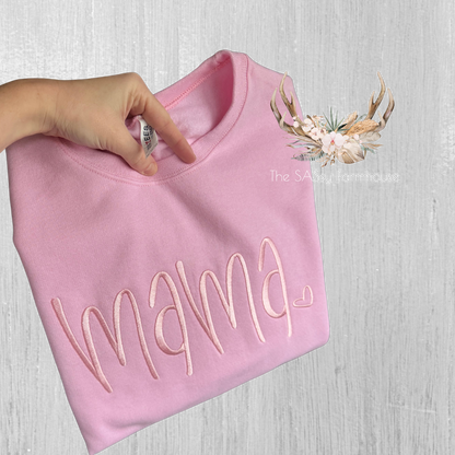 Mama Monotone Embroidered Crewneck Sweatshirt