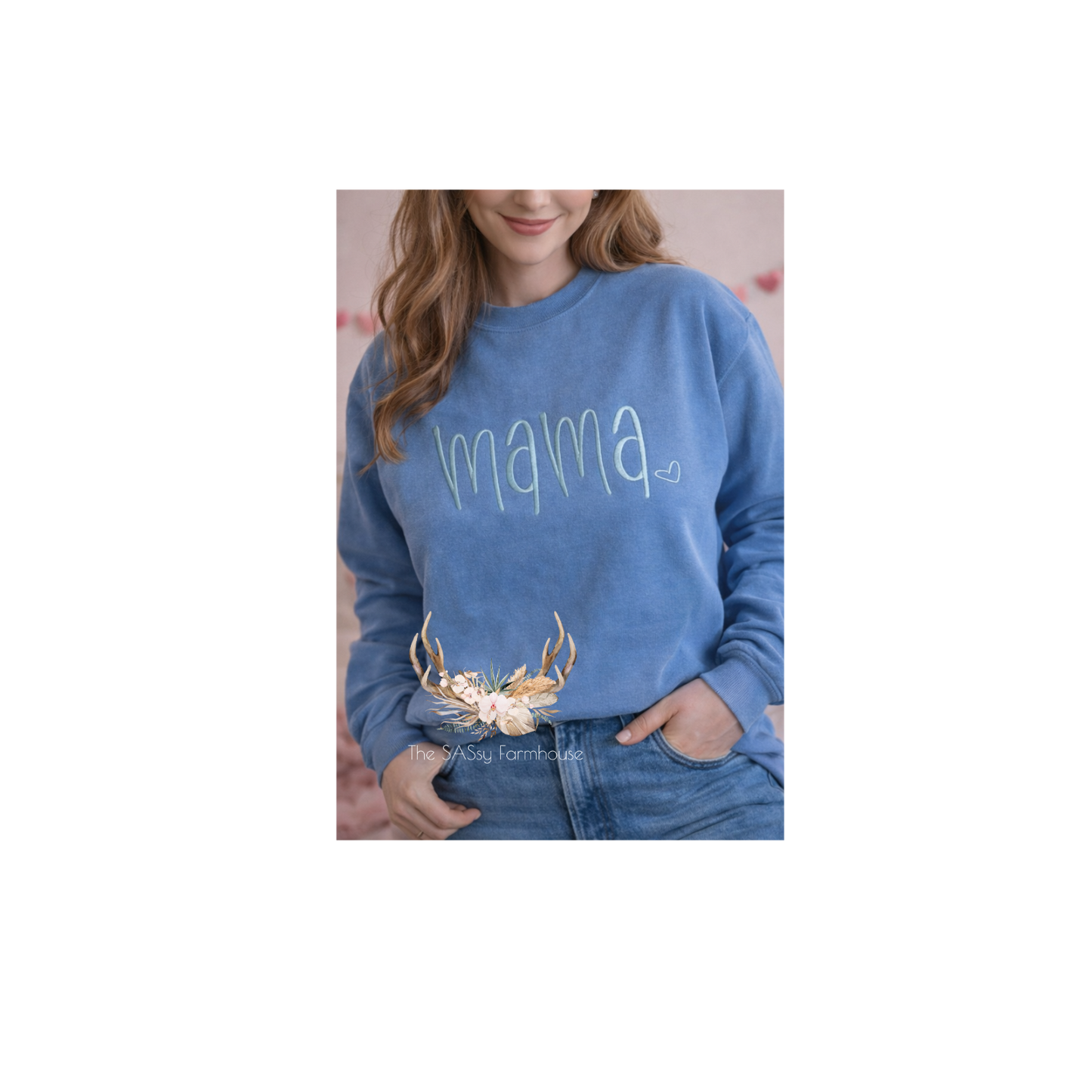 Mama Monotone Embroidered Crewneck Sweatshirt