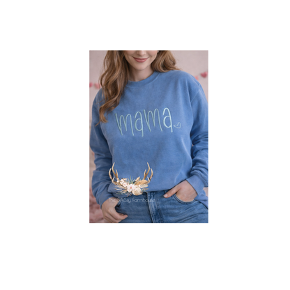 Mama Monotone Embroidered Crewneck Sweatshirt