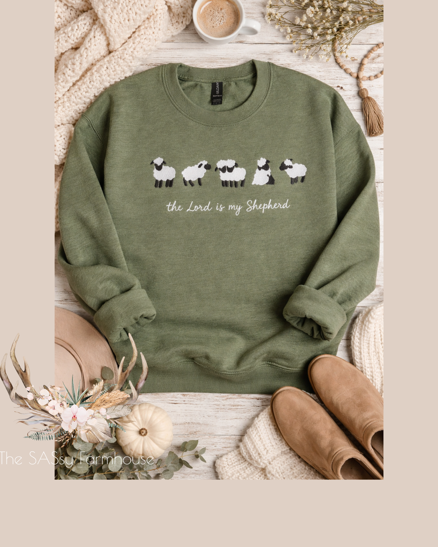 The Lord is My Shephered Embroidered Crewneck